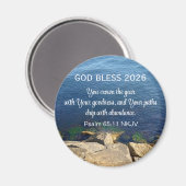 Aimant Blue Ocean Photo Blessed New Year 2026 Christian (Recto/Verso)