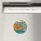 Aimant Blue Ocean Waves Nautilus Seashell Motif Nouveau (In Situ (Lave-vaisselle))