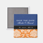 Aimant Blue Orange Damask Enregistrer l'aimant Date (Recto/Verso)