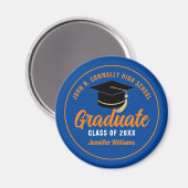 Aimant Blue Orange Graduate Custom 2025 Graduation Party (Recto/Verso)