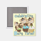 Aimant Blue Party Monkeys 3e anniversaire T-shirts et cad (Recto/Verso)