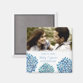 Aimant Blue Petals Bloom Enregistrer la date Mariage Magn (Recto/Verso)