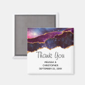 Aimant Blue & Purple Space & Stars Moderne Agate Mariage (Recto/Verso)