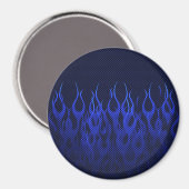 Aimant Blue Racing Flames on Carbon Fiber Print (Recto/Verso)