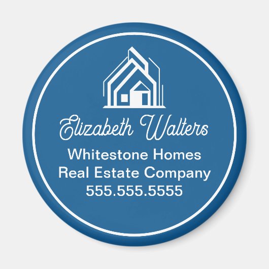 Aimant Blue Real Estate Company Elegant Custom Realtor (Devant)