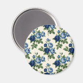 Aimant Blue Rose Floral Pattern (Recto/Verso)