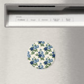 Aimant Blue Rose Floral Pattern (In Situ (Lave-vaisselle))