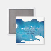 Aimant Blue rustique aquarelle jeans texture ajouter le n (Recto/Verso)
