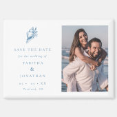 Aimant Blue Seashell Photo Coastal Wedding Save the Date (Recto)