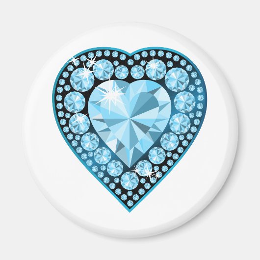 Aimant Blue Topaz Gem Heart (Devant)