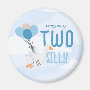 Aimant Blue Two Silly Goose 2e fête d'anniversaire Favori