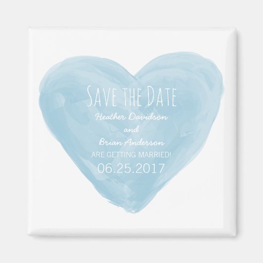 Aimant Blue Watercolor Heart (Devant)
