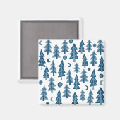 Aimant Blue Winter Trees Moonlight Forest (Recto/Verso)