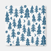 Aimant Blue Winter Trees Moonlight Forest (Devant)