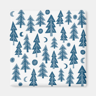 Aimant Blue Winter Trees Moonlight Forest