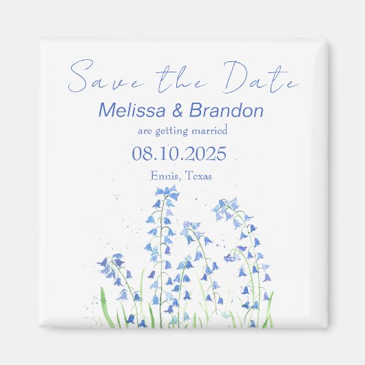 Aimant Bluebells Blue Floral Spring Rustique Mariage (Devant)