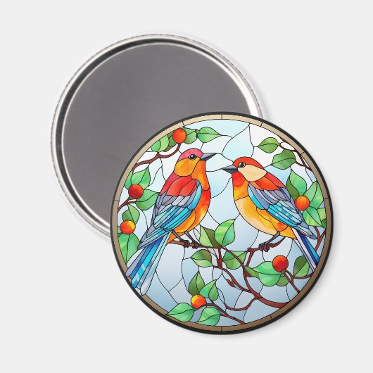 Aimant Bluebirds en verre doux (Recto/Verso)