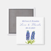 Aimant Bluebonnets Blue Floral Texas Mariage Merci (Recto/Verso)