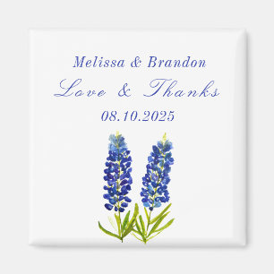 Aimant Bluebonnets Blue Floral Texas Mariage Merci
