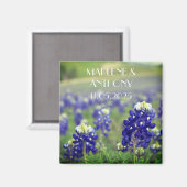 Aimant Bluebonnets Blue Flowers Texas Floral Mariage (Recto/Verso)