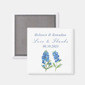 Aimant Bluebonnets Floral Blue Mariage Merci (Recto/Verso)