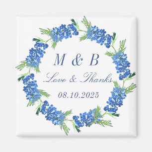 Aimant Bluebonnets Floral Monogram Mariage Merci