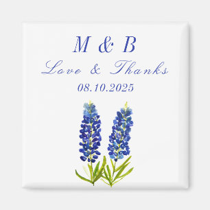 Aimant Bluebonnets Floral Monogram Mariage Merci