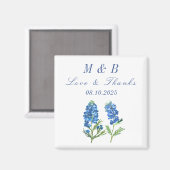 Aimant Bluebonnets Floral Monogram Mariage Merci (Recto/Verso)