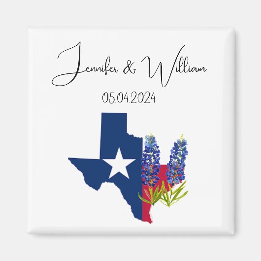 Aimant Bluebonnets Texas fleurs aquarelle Mariage Floral (Devant)