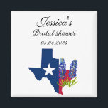 Aimant Bluebonnets Texas floral nuptiale douche<br><div class="desc">Fleurs d'aquarelle bleues. Jardin. Fleurs du Texas Aimant douche nuptiale. Aquarelle fleur sauvage florale bleue. Parfait pour les douches nuptiales. Peinture florale bleu rustique. Image aquarelle originale de l'artiste Monika Howarth.</div>