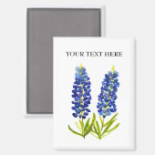 Aimant Bluebonnets Texas State Flowers Lupine Watercolor (Recto/Verso)