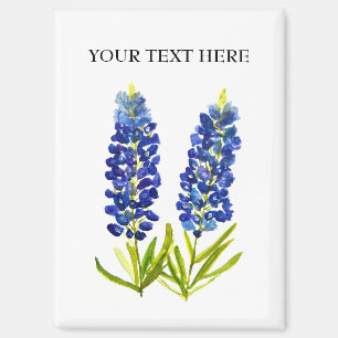 Aimant Bluebonnets Texas State Flowers Lupine Watercolor