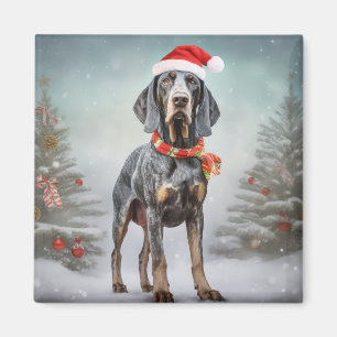 Aimant Bluetick Coonhound Dog en Noël de neige