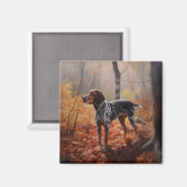 Aimant Bluetick Coonhound en automne Leaves automne Inspi (Recto/Verso)