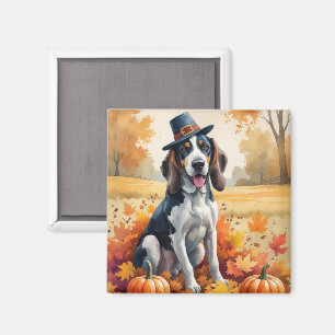 Aimant Bluetick Coonhound L'automne quitte Thanksgiving A