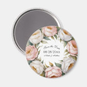 Aimant Blush and Ivory Rose Floral Save the Date (Recto/Verso)
