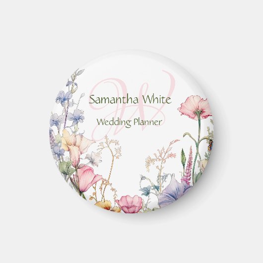 Aimant Blush Garden Watercolor Personalized  (Devant)