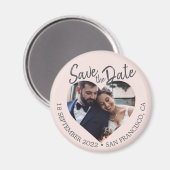 Aimant Blush Photo Modern Script Save the Date (Recto/Verso)