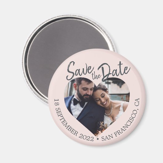 Aimant Blush Photo Modern Script Save the Date (Recto/Verso)