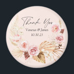 Aimant Blush PInk Boho Aquarelle Florale merci Magn<br><div class="desc">Aquarelle Blush PInk Boho Floral Pampas Grass Mariage en faveur aimant</div>