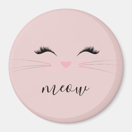 Aimant Blush PInk Meow Whiskers Kitty (Devant)