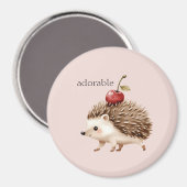 Aimant Blush Pink Red Cherry Adorable Hedgehog (Recto/Verso)