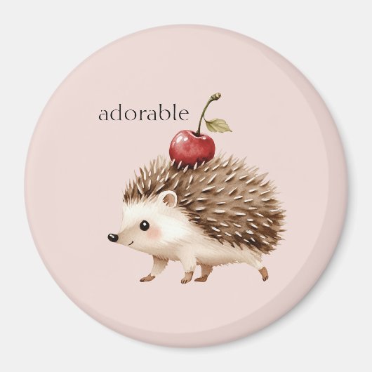 Aimant Blush Pink Red Cherry Adorable Hedgehog (Devant)