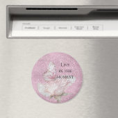Aimant Blush Pink Rose Butterfly Sparkle   (In Situ (Lave-vaisselle))