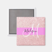 Aimant Blush Rose Glamour Or Glitter Monogramme (Recto/Verso)