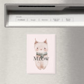 Aimant Blush rose Meow Noël Chat Deer Snowman (In Situ (Lave-vaisselle))