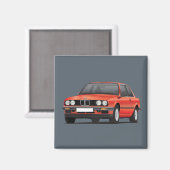 Aimant BMW E30 (série 3) rouge (Recto/Verso)