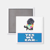 Aimant BO Obama OUI NOUS POUVONS AIDER, carré (Recto/Verso)