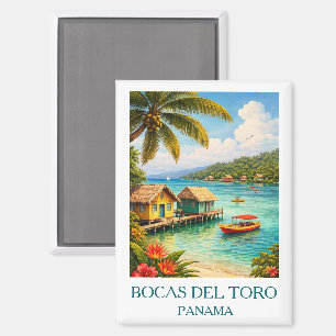 Aimant Bocas del Toro Panama Voyage Tropical Vintage