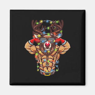 Aimant Bodybuilding de Père Noël Reindeer Christmas Gym W